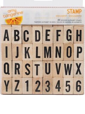 Amy Tangerine Wooden Alphabet & Number Stamp Set - Natural Wood